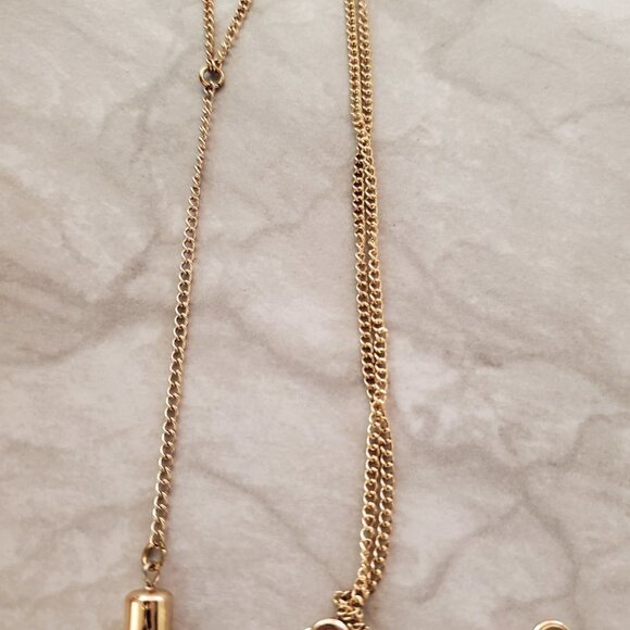 💙 J.Crew Gold Light Blue Beads Beaded Chain Tassel Necklace 💙 - Picture 3 of 6